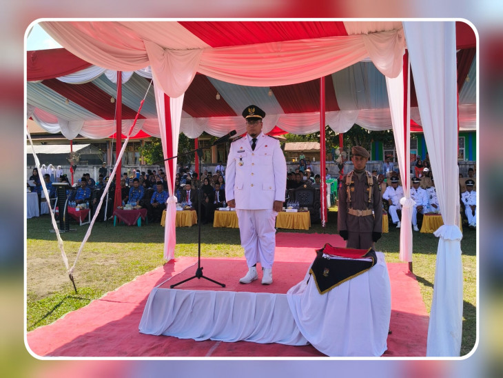 Camat Pimpin Upacara Detik-Detik Proklamasi HUT RI ke-80 di Desa Kijang Jaya Kecamatan Tapung Hilir